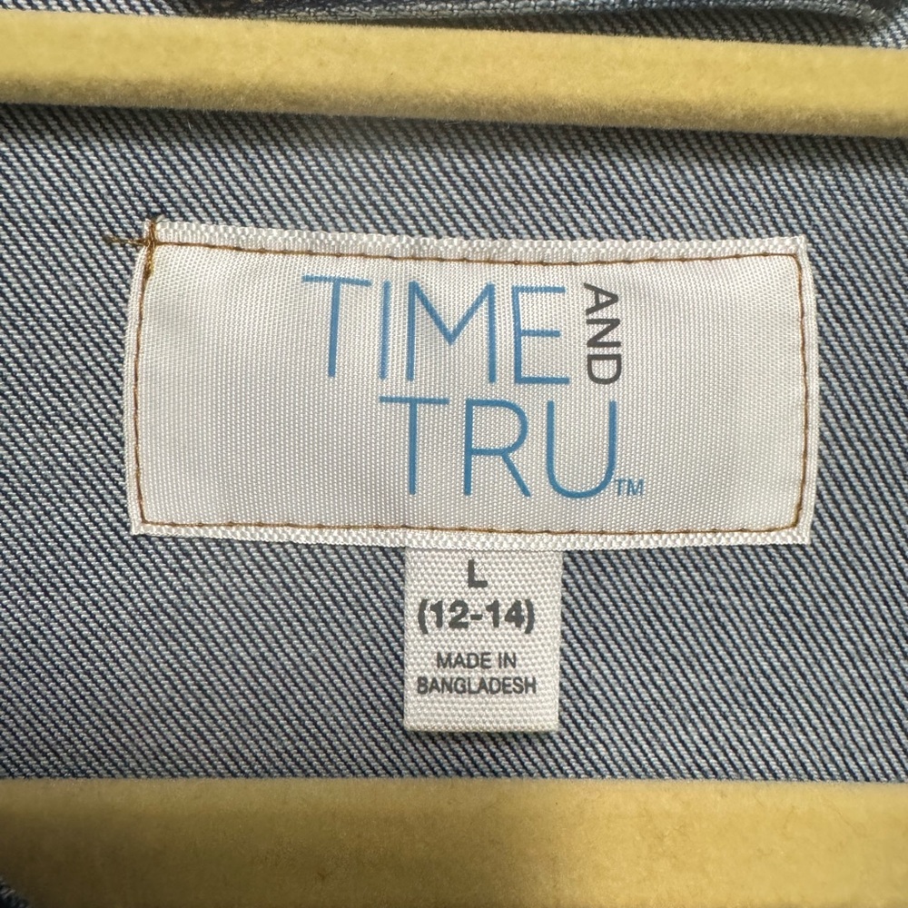 Time and Tru Dark Blue Denim Jacket Size L NWT - Picture 6 of 9